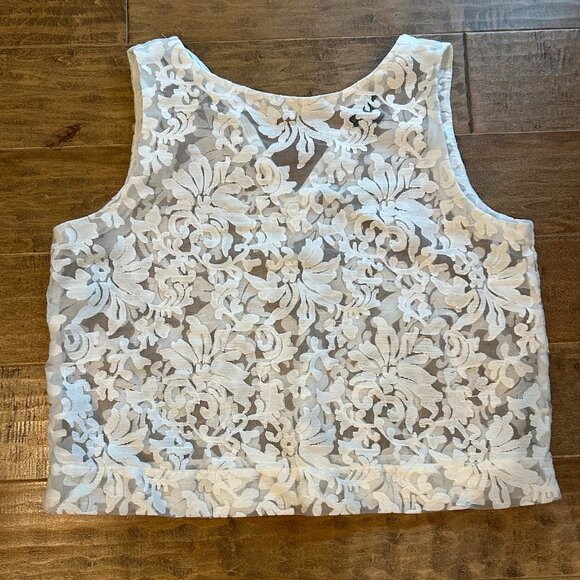 Banana Republic Tops - BANANA REPUBLIC white floral lace sheer tank top (L)